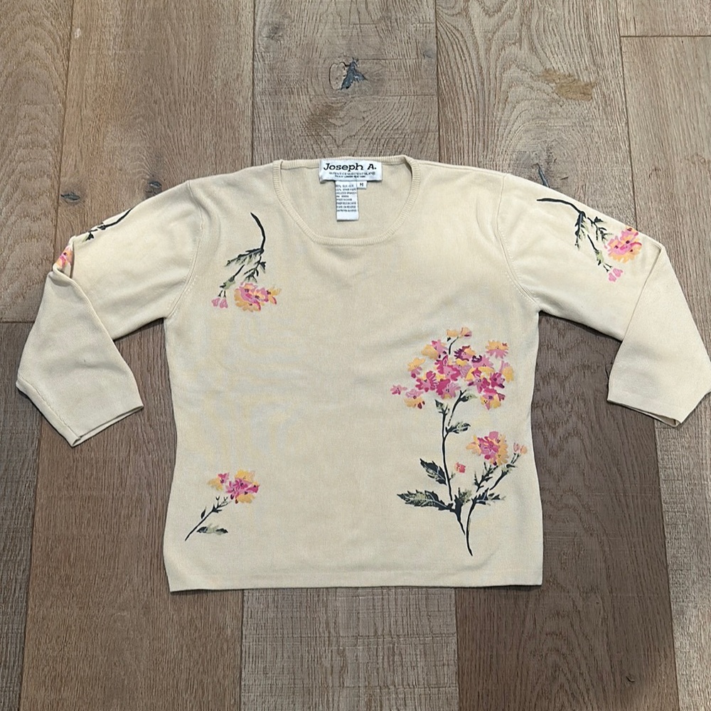 Vintage Joseph A Silk Blend 3/4 Sleeve Top
